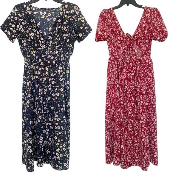 Set of 2 Midi Floral Dresses Size Small - Picture 1 of 4